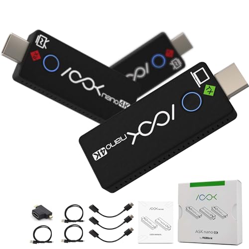 RGBlink 4K Wireless HDMI Transmitter and Receiver Kit,Plug and Play,Wireless HDMI Extender One Transmitter and Two Receivers, Supports PC and Mobile Phones for Meetings Live Broadcasts