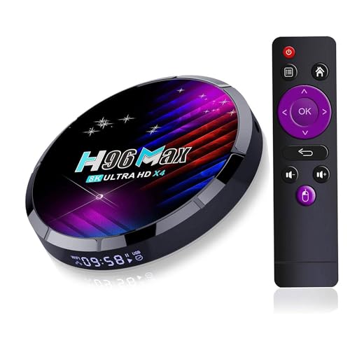 Android 11 TV Box H96 Max X4 Android TV Box 11.0 Amlogic S905X4 Quad Core 64 Bits 4GB RAM 64GB ROM Android Box with 100M LAN Dual-WiFi 2.4G/5G 8K/6K/4K 3D USB 3.0 BT 4.1