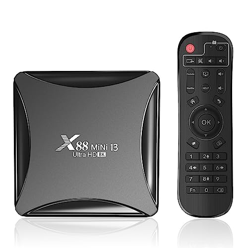 Android 13.0 TV Box,X88 Mini 13 4GB RAM 64GB ROM RK3528 Quad-Core WiFi 2.4G/5.8Ghz 8K HDR10+ Ultra HD USB Smart Home Player