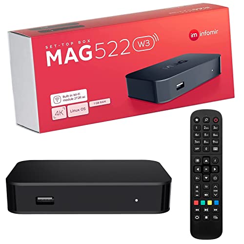 DOORDARSHAN 2021 Latest Genuine Mag 522 W3 v2 4K HDR, Built-in Dual Band 2.4G/5G 2T2R ac WiFi, HDMI Cable (Much Faster Than Old Mag 420w1 and 322W1), Mag522w3v2