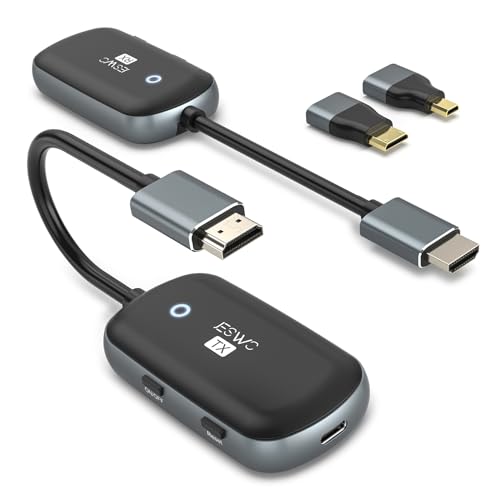 Wireless HDMI Transmitter and Receiver, JESWO Wireless HDMI Extender 1080P Supported, Plug & Play, Portable 2.4G/5G, 4K Decoding, 98FT Range for Streaming Video/Audio to Monitor/Projector/HDTV