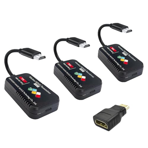 Wireless HDMI Extender Kit, 50M/165 Feet Range, 1080P Transmission, for Laptop/Camera/Phone to Monitor/Projector/TV, PS5, Xbox, Switch, Steamdeck (1TX+2RX)