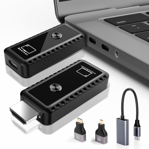 Wireless HDMI Transmitter and Receiver, Plug & Play Portable Wireless HDMI, 4K Wireless HDMI Support 2.4/5.8Ghz 100Ft, for Laptop/Pc/Tv Box/Camera/Projector (Black)