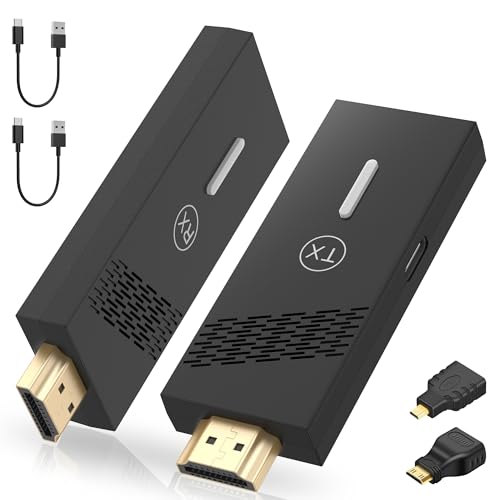 Wireless HDMI Transmitter and Receiver, Plug and Play,2.4/5GHz Wireless HDMI Extender for Streaming Video and Audio to Monitor from Laptop/Pc/Tv Box/Projector
