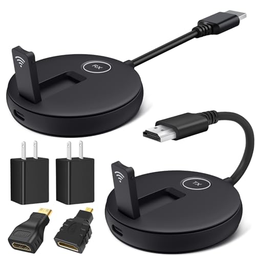Wireless HDMI Transmitter and Receiver Kit. HDMI Wireless Extender Supports 2.4/5GHz Frequencies for Streaming of Video and Audio from Devices Such As Laptops, Cable Boxes, Cameras to Your Monitor/TV