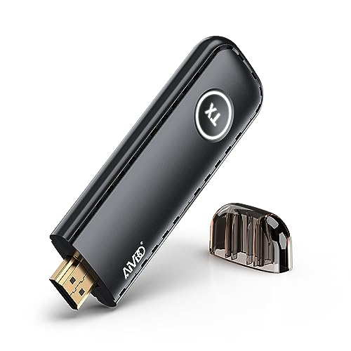 TIMBOOTECH Wireless HDMI Transmitter 4K - 5.8G Stable Streaming Video & Audio for Laptop, Camera, Cable Box, Netfix, One Click Switch, 1 RX Can Pair with 8TXs, Black