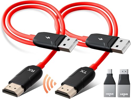 LXJADAP Wireless HDMI Transmitter and Receiver,Portable Wireless HDMI Extender Kit,Plug&Play,5GHz 1080P 60fps Video Audio Projection for Laptop