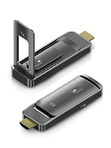 AIMIBO Wireless HDMI Transmitter and Receiver 4K, Foldable Antenna, 5.8G & 2.4G Wireless HDMI Extender, Plug and Play, for Laptop, Camera, TV Box, 165FT/50M Range