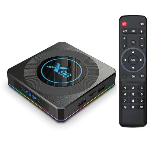 Xilibod Android TV Box Android 11 TV Box 4GB RAM 32GB ROM Amlogic S905X4 Quad Core 64 Bit Mali-G31 MP2 2.4G/5G WiFi BT4.1 USB3.0 Colorful Lighting Smart TV Box - Model No.: X96X4 4GB 32GB