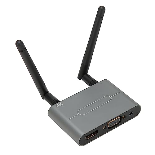 Septpenta VGa Wireless Display Adapter, Dual Screen Output, Wireless Receiver, Streaming Media Video/Audio/File, Built in 5Ghz Wifi Module, 4K Extender Transmission Receiver Kit