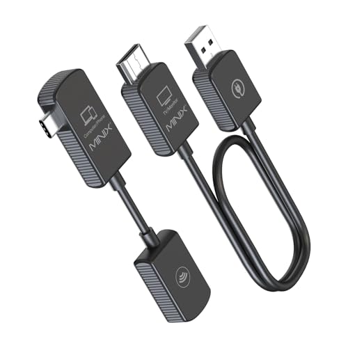 MINIX C1 USB-C HDMI Wireless Extender,1080P 60Hz, Plug and Play for Laptops, PC, Smartphones, Game Consoles, Streaming, Screen Mirroring, Android, Range up to 50m/164ft, Driver Free, Black