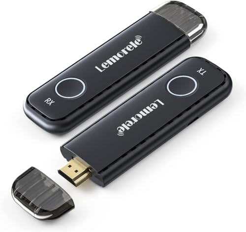 Lemorele Wireless HDMI Transmitter and Receiver - 1080P@60Hz HDMI Extender, Supports 2.4/5GHz,164FT/50m Range - for Streaming Video & Audio from Laptop & PC to Projector & Monitor，Plug & Play