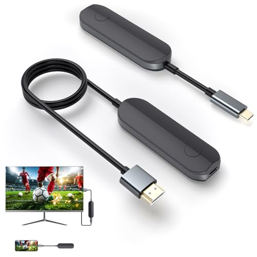 Wireless HDMI Transmitter and Receiver,Plug and Play Portable 2.4G/5G Streaming Wireless HDMI Extender Kit Media,4K Decoding,1080P Output for Video for Laptop,Netfix,Projector,HDTV,No App/Bluetooth