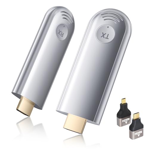 TTQ Wireless HDMI Transmitter and Receiver, Wireless HDMI Extender 4K Supported, Plug and Play, 2.4G/5G, 100FT Range, Support Laptop PC TV Box Projector Camera DV, No Need Bluetooth WiFi