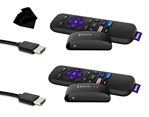Roku Express HD 2 Pack | Streaming Player HD with Roku Simple Remote, Includes Premium HDMI Cable | with Microfiber Cleaning Cloth