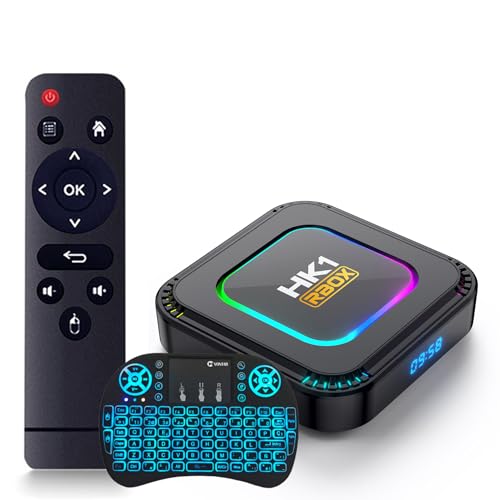 CHROX Android 13.0 TV Box,HK1 RBOX K8［4GB+128GB］RK3528 Quad Core CPU Smart TV Box Android Media Player Support USB 3.0/ 3D/ 4K/8K H.265/2.4G/5G WiFi with Wireless Mini Keyboard,4gb+32gb
