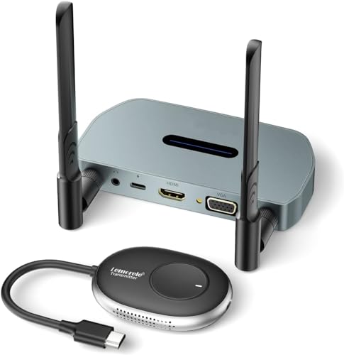 Lemorele Wireless HDMI Video Transmitter and Receiver Kit, 2.4/5G, 1080P Full HD, 164FT Range Wireless Video Transmission, VGA, 3.5mm for PC, Laptop Streaming to HDTV, Projector, Monitor(HDMI TX + RX)
