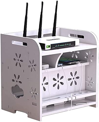 BerlinVV Wireless Router Storage Box White WiFi Router Storage Box-Office Desktop Set-top Box Shielding Box Wire Row Finishing Box Double Decorative Box
