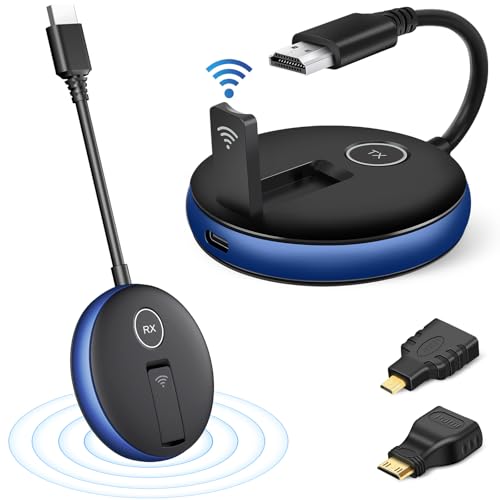Wireless HDMI Transmitter and Receiver- Plug and Play Extender Kit, Multi-TV Expansion (UP to 4RX), 50M/165FT @60Hz, 2.4G/5G Unfold Antennas, Wirelessly Stream Video from Laptop/PC to HDTV/Monitor