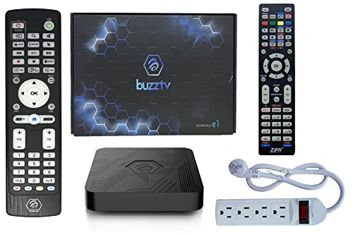 BuzzTV Essentials E1-2GB RAM 8GB Storage - Latest Graphics Processor - Dual Band WiFi with Bonus Buzz TV Remote + Bonus Power Bar