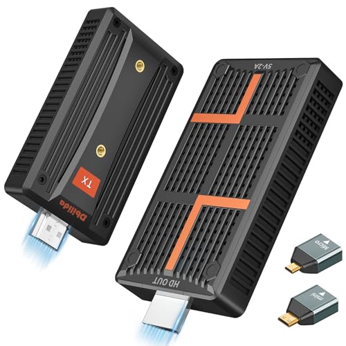 Wireless HDMI Transmitter and Receiver 580FT, Dbilida 2.4/5GHz Wireless HDMI Extender,Wireless HDMI Adapter Wireless HDMI Dongle for Streaming from Camera, DSLR, PC, Laptop to TV/Projector/Monitor