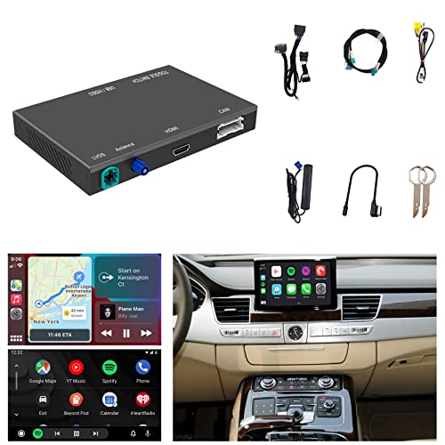 Wireless CarPlay + Android Auto + Mirroring Retrofit Decoder Box Kit, Built-in YouTube App, Compatible with Audi A8 from 2012-2018