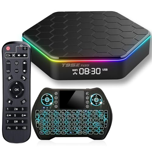 2024 Android TV Box 12.0 4GB RAM 64GB ROM 6K 4K Wi-Fi 6 TV Box Android, T95Z Plus Android TV Box H618 Chip Support Dual-WiFi 2.4G/5G Android Box 3D HDR10+ Bluetooth 5.0 USB with Mini Wireless Keyboard