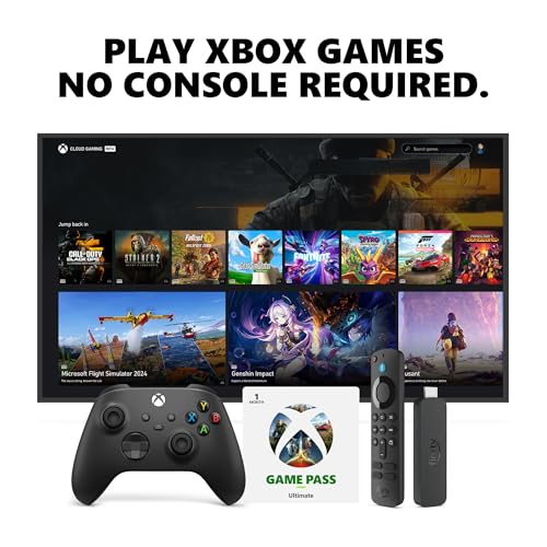 Amazon Fire TV Stick 4K, Carbon Black Core Wireless Controller, and 1 Month Game Pass Ultimate Bundle