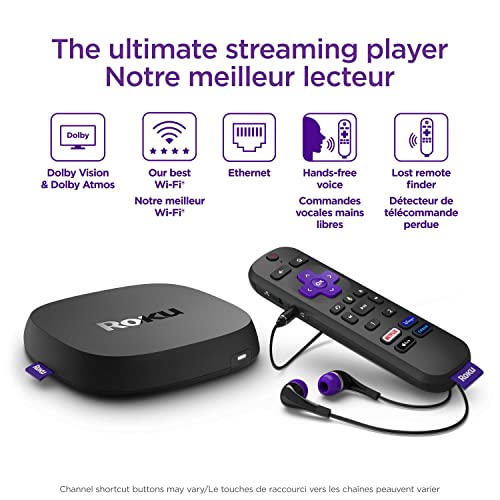 Roku Ultra LT (4K/HDR/HD) Streaming Player with Enhanced Voice Remote, Ethernet W/Premium 6FT 4K Ready HDMI Cable & 64GB MicroSD for Faster Channel Loading (US Version), Black (4802CA)