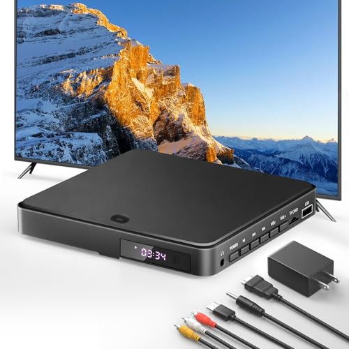 Small DVD Player Arafuna Mini DVD Players for TV, 1080P Region Free DVD Players HDMI with Remote Control, Support HDMI/RCA/USB/TF Card, Small DVD Player with Last Memory Function