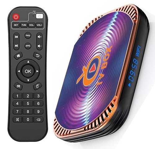 Android 11.0 TV Box 4GB Ram 32GB ROM TV Box MxIII X4 Amlogic S905X4 Quad Core with Dual Wi-Fi 2.4G/5.0G BT 4.0 8K 1000M LAN USB 3.0 Smart Tv Box