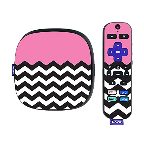 MightySkins Skin Compatible with Roku Ultra HDR 4K Streaming Media Player (2020) - Pink Chevron | Protective, Durable, and Unique Vinyl Decal wrap Cover | Easy to Apply | Made in The USA