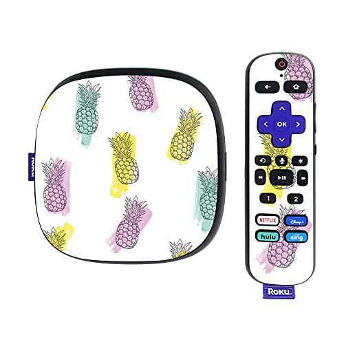 MightySkins Skin Compatible with Roku Ultra HDR 4K Streaming Media Player (2020) - Funky Pineapples | Protective, Durable, and Unique Vinyl Decal wrap Cover | Easy to Applys | Made in The USA