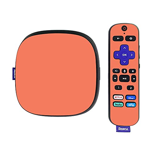 MightySkins Skin Compatible with Roku Ultra HDR 4K Streaming Media Player (2020) - Solid Salmon | Protective, Durable, and Unique Vinyl Decal wrap Cover | Easy to Apply | Made in The USA