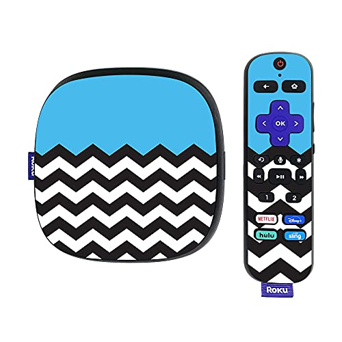 MightySkins Skin Compatible with Roku Ultra HDR 4K Streaming Media Player (2020) - Baby Blue Chevron | Protective, Durable, and Unique Vinyl Decal wrap Cover | Easy to Apply | Made in The USA