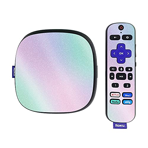 MightySkins Glossy Glitter Skin Compatible with Roku Ultra HDR 4K Streaming Media Player (2020) - Cotton Candy | Protective, Durable High-Gloss Glitter Finish | Easy to Apply | Made in The USA