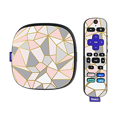 MightySkins Skin Compatible with Roku Ultra HDR 4K Streaming Media Player (2020) - Rose Gold Polygon | Protective, Durable, and Unique Vinyl Decal wrap Cover | Easy to Apply | Made in The USA