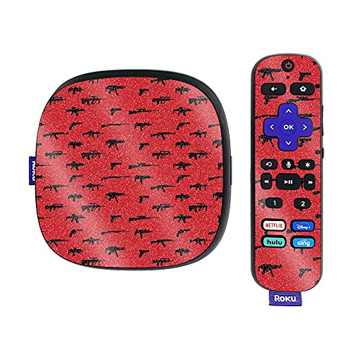 MightySkins Glossy Glitter Skin Compatible with Roku Ultra HDR 4K Streaming Media Player (2020) - Guns | Protective, Durable High-Gloss Glitter Finish | Easy to Apply | Made in The USA