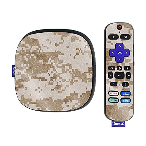 MightySkins Glossy Glitter Skin Compatible with Roku Ultra HDR 4K Streaming Media Player (2020) - Desert Camo | Protective, Durable High-Gloss Glitter Finish | Easy to Apply | Made in The USA