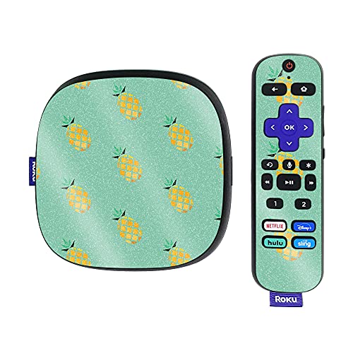 MightySkins Glossy Glitter Skin Compatible with Roku Ultra HDR 4K Streaming Media Player (2020) - Simple Pineapples | Protective, Durable High-Gloss Glitter Finish | Easy to Apply | Made in The USA