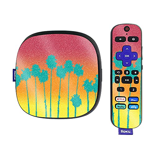 MightySkins Glossy Glitter Skin Compatible with Roku Ultra HDR 4K Streaming Media Player (2020) - Sherbet Palms | Protective, Durable High-Gloss Glitter Finish | Easy to Apply | Made in The USA