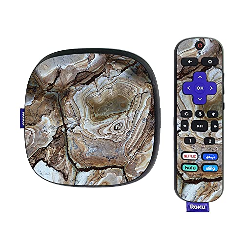 MightySkins Skin Compatible with Roku Ultra HDR 4K Streaming Media Player (2020) - Brown Marble | Protective, Durable, and Unique Vinyl Decal wrap Cover | Easy to Apply | Made in The USA