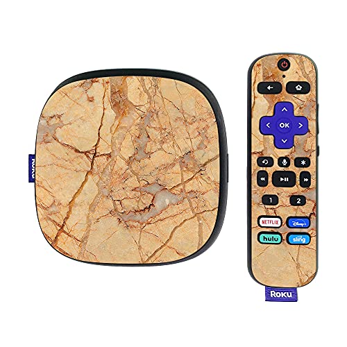 MightySkins Skin Compatible with Roku Ultra HDR 4K Streaming Media Player (2020) - Amber Marble | Protective, Durable, and Unique Vinyl Decal wrap Cover | Easy to Apply | Made in The USA