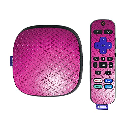MightySkins Skin Compatible with Roku Ultra HDR 4K Streaming Media Player (2020) - Pink Diamond Plate | Protective, Durable, and Unique Vinyl Decal wrap Cover | Easy to Apply | Made in The USA