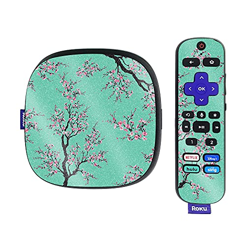 MightySkins Glossy Glitter Skin Compatible with Roku Ultra HDR 4K Streaming Media Player (2020) - Cherry Blossom Tree | Protective, Durable High-Gloss Glitter Finish | Easy to Apply | Made in The USA