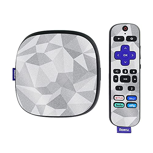 MightySkins Glossy Glitter Skin Compatible with Roku Ultra HDR 4K Streaming Media Player (2020) - Gray Polygon | Protective, Durable High-Gloss Glitter Finish | Easy to Apply | Made in The USA