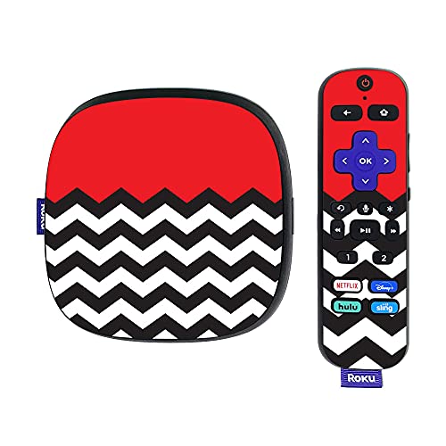 MightySkins Skin Compatible with Roku Ultra HDR 4K Streaming Media Player (2020) - Red Chevron | Protective, Durable, and Unique Vinyl Decal wrap Cover | Easy to Apply | Made in The USA