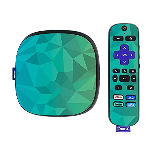 MightySkins Skin Compatible with Roku Ultra HDR 4K Streaming Media Player (2020) - Blue Green Polygon | Protective, Durable, and Unique Vinyl Decal wrap Cover | Easy to Apply | Made in The USA