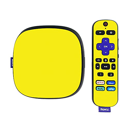 MightySkins Skin Compatible with Roku Ultra HDR 4K Streaming Media Player (2020) - Solid Yellow | Protective, Durable, and Unique Vinyl Decal wrap Cover | Easy to Apply | Made in The USA