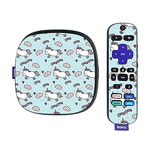 MightySkins Skin Compatible with Roku Ultra HDR 4K Streaming Media Player (2020) - Cute Unicorns | Protective, Durable, and Unique Vinyl Decal wrap Cover | Easy to Apply | Made in The USA